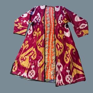 Beautiful Uzbek ikat chapan, jacket, caftan, Central Asia, tribal, antique